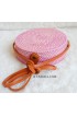 coloring rattan circle sling leather bags hot pink color